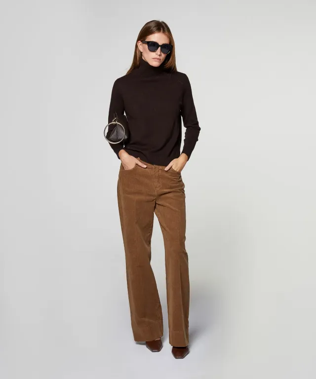 Rodier Maglione Dolcevita Cashmere marrone scuro S-XL