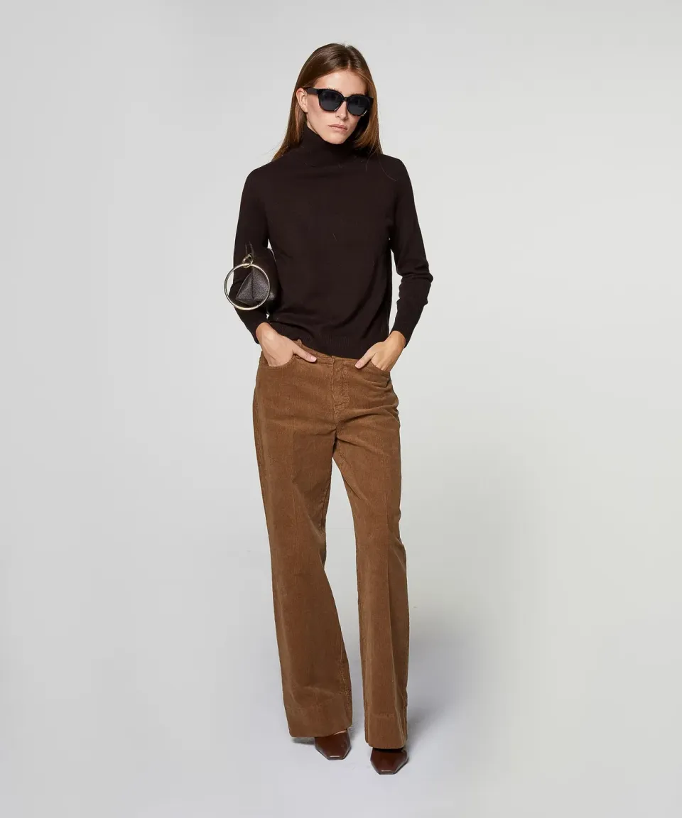 Rodier Maglione Dolcevita Cashmere marrone scuro S-XL