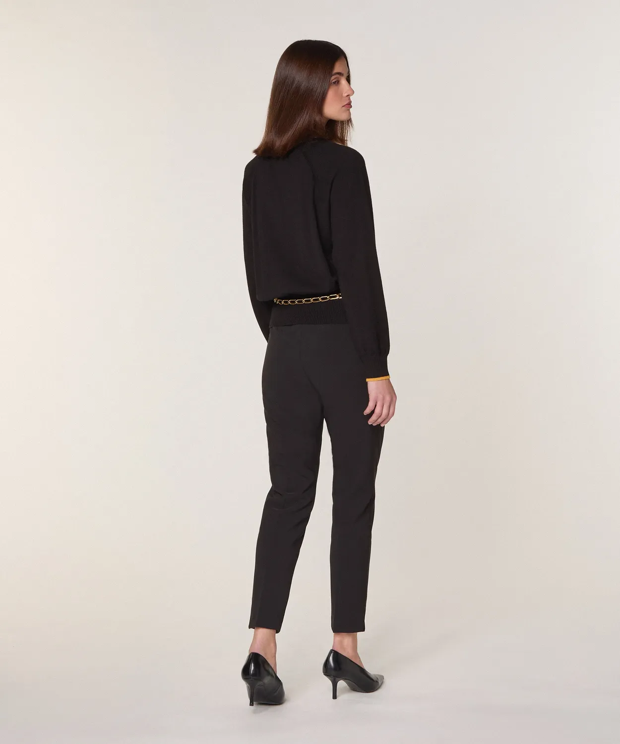 Rodier Maglione Girocollo Lana Merino Nero Maniche Raglan