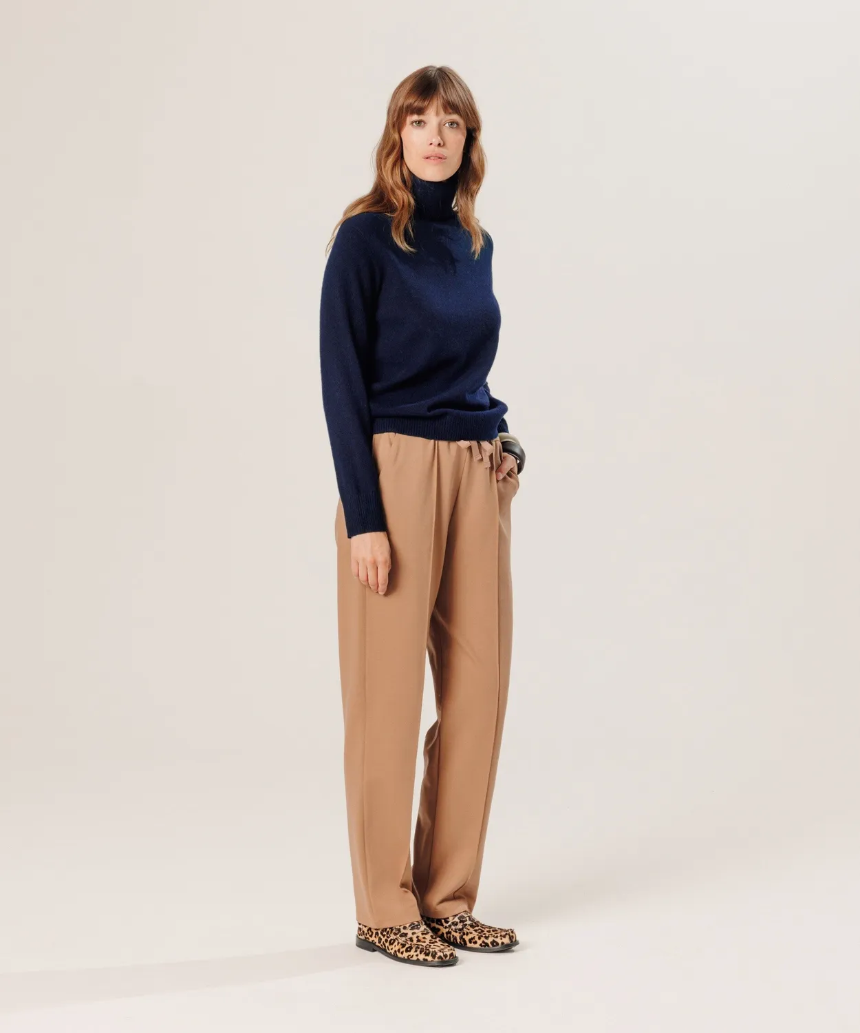 Rodier Maglione dolcevita cashmere blu notte 100% cashmere