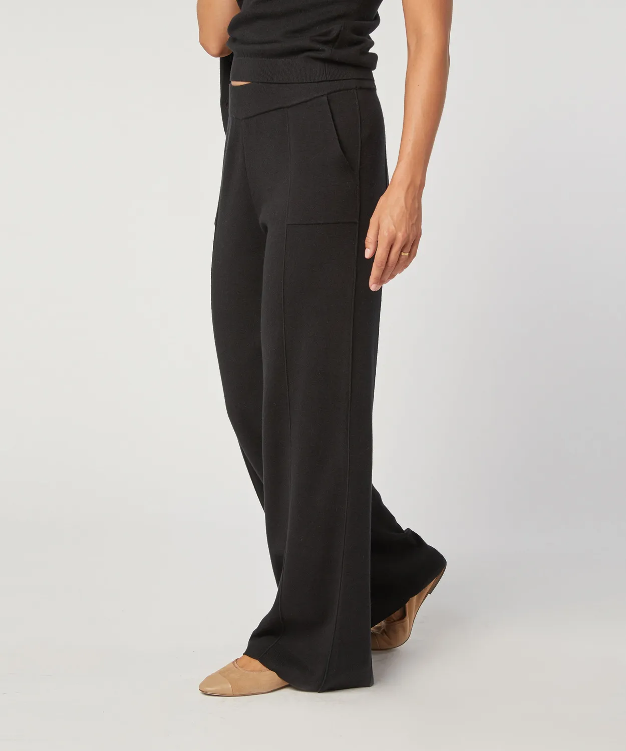 Rodier Pantaloni Larghi in Maglia Neri