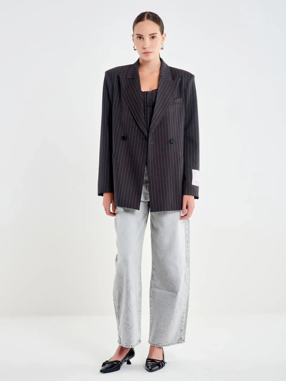 Vicolo Blazer Doppiopetto Gessato asfalto taglia S