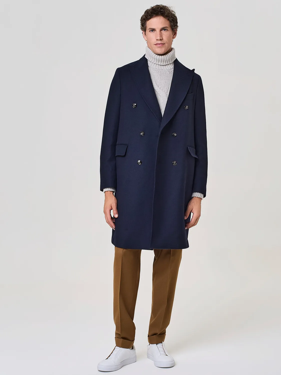 Paul Taylor Doppiopetto Misto Lana Cappotto Blu