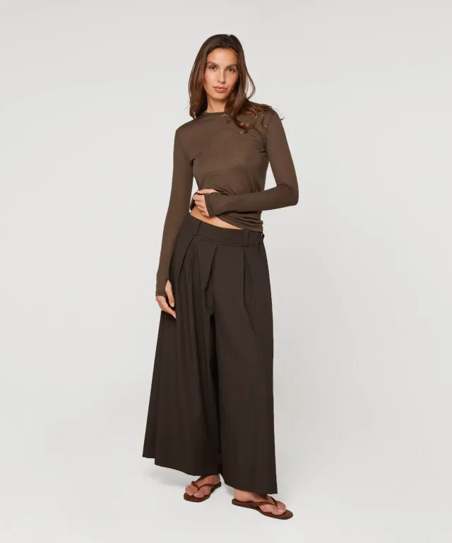 Rodier Pantaloni larghi marrone corteccia taglia unica