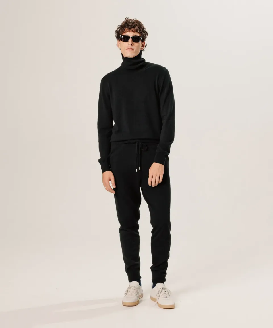 Rodier maglione dolcevita cashmere uomo nero 100%