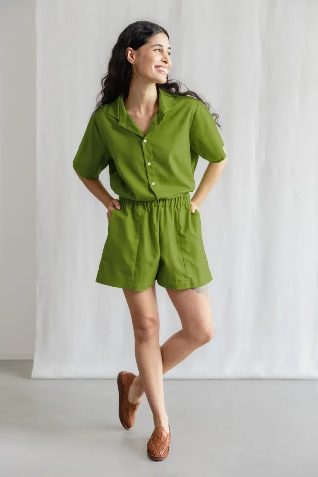 Jyoti Sitaar shorts cotone verde basilico