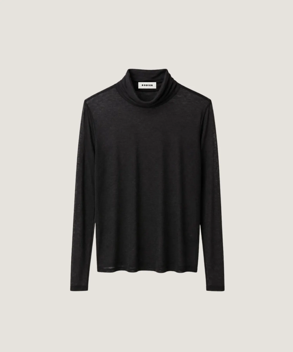 Rodier T-shirt collo alto maglia fine nero