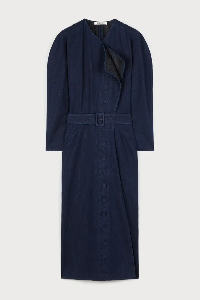 Ports 1961 Denim Belted Dress abito denim indigo con cintura