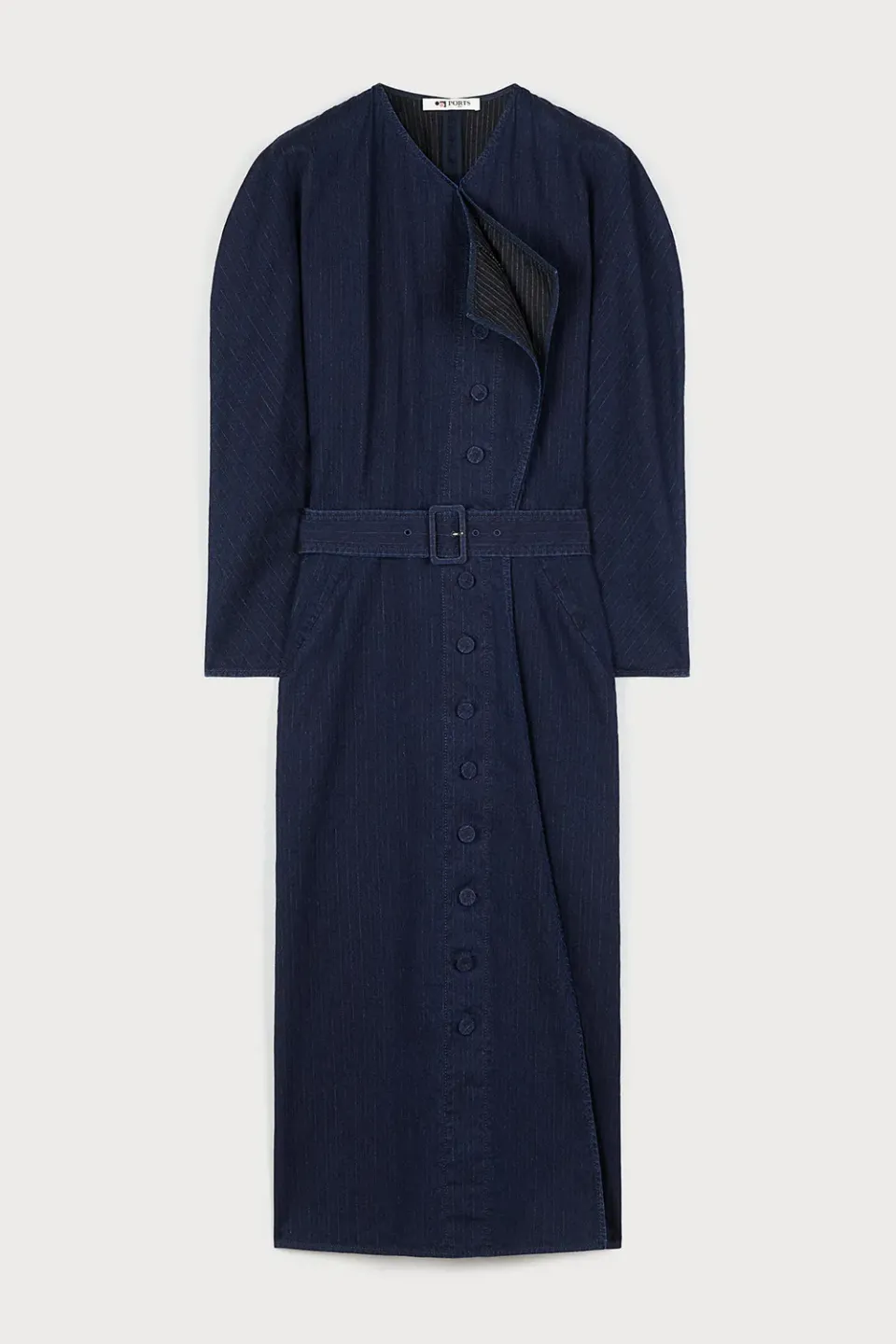 Ports 1961 Denim Belted Dress abito denim indigo con cintura