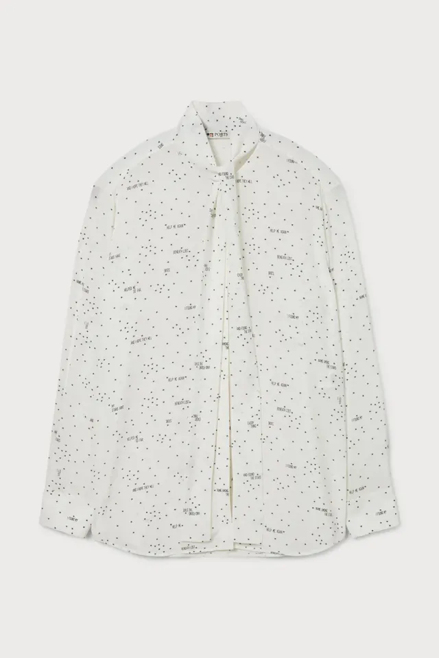 PORTS 1961 Camicia Seta Fantasia Blusa Collo Alto