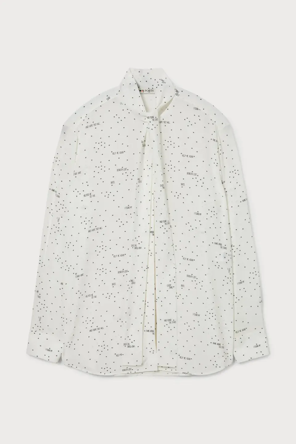 PORTS 1961 Camicia Seta Fantasia Blusa Collo Alto