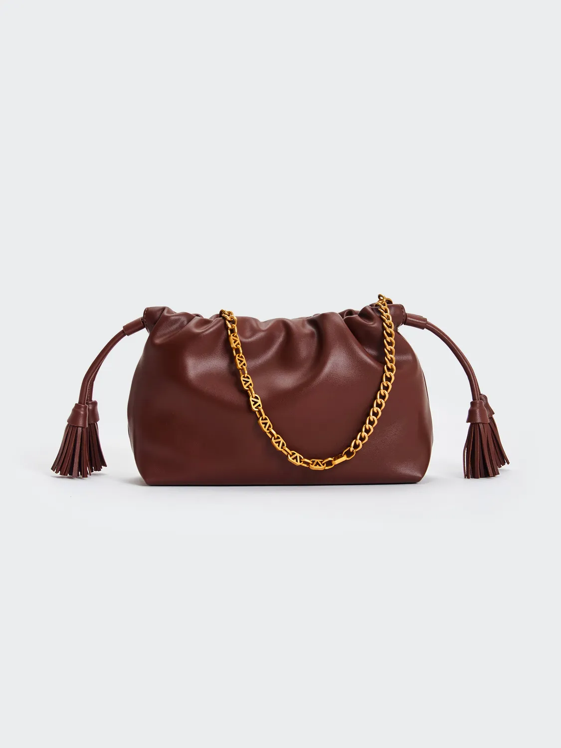 Vicolo Tassel Small borsa a spalla moka con catena