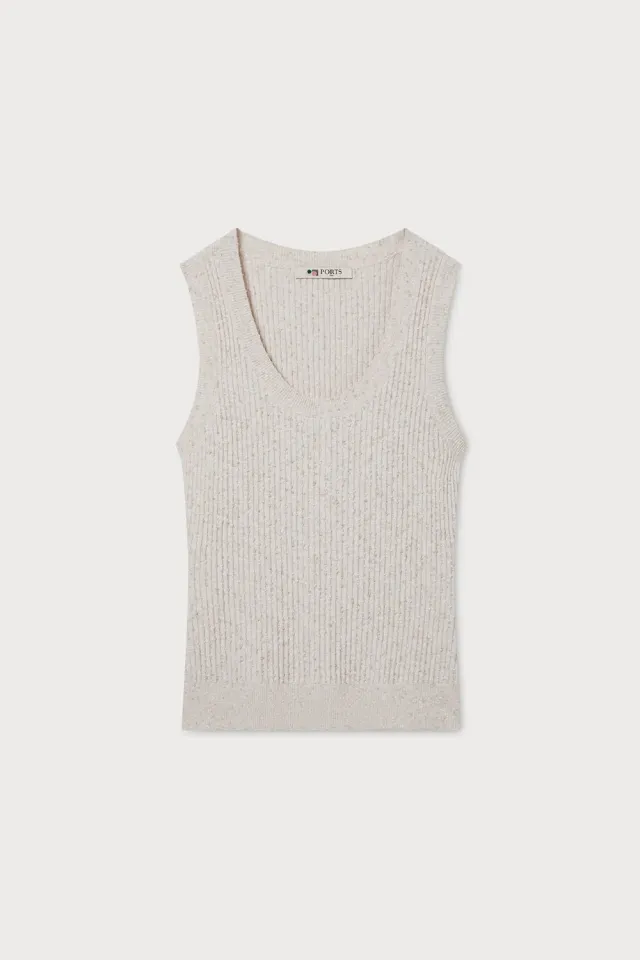 PORTS 1961 canotta maglia beige coste scollo tondo