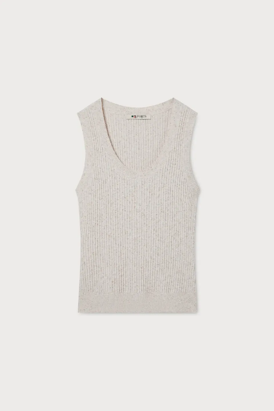PORTS 1961 canotta maglia beige coste scollo tondo