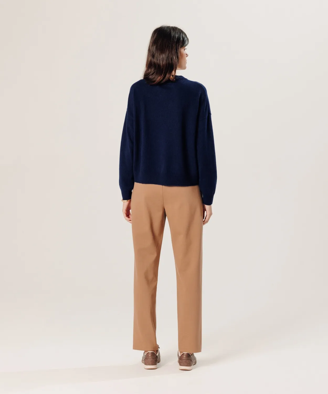 Rodier Maglione ampio cashmere blu navy girocollo