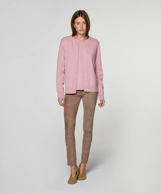 Rodier cardigan girocollo cashmere rosa