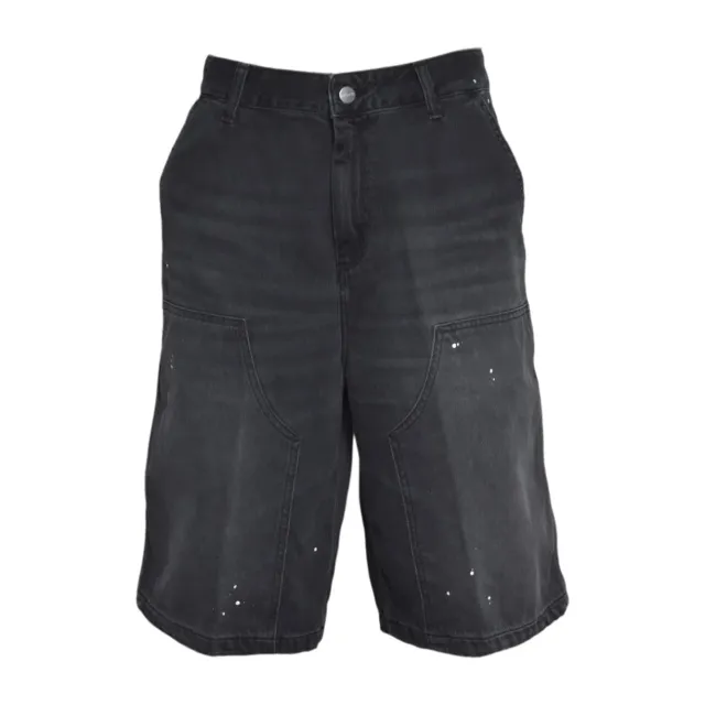 Carhartt WIP Nixon Double Knee I037025 shorts nero lavato cotone