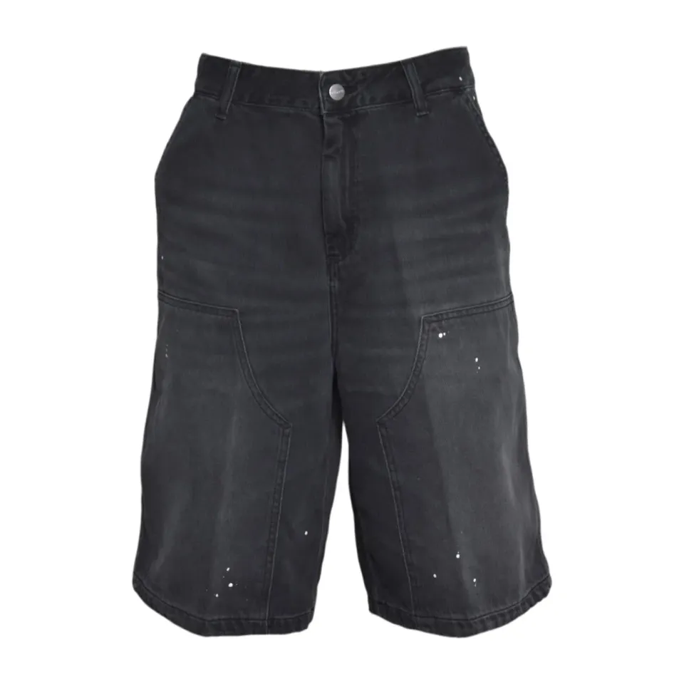 Carhartt WIP Nixon Double Knee I037025 shorts nero lavato cotone