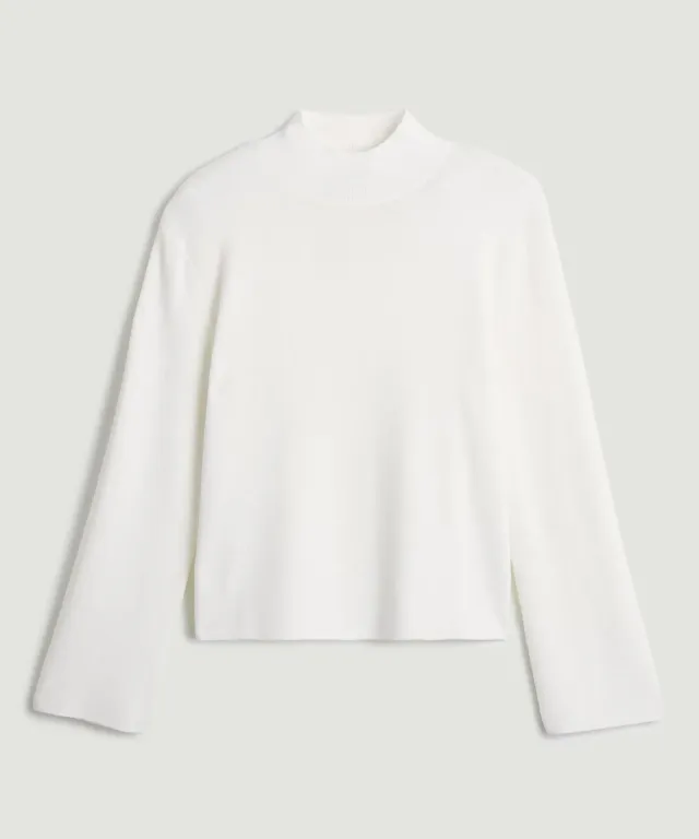 Rodier Maglia collo alto bianco ecru costine minimal