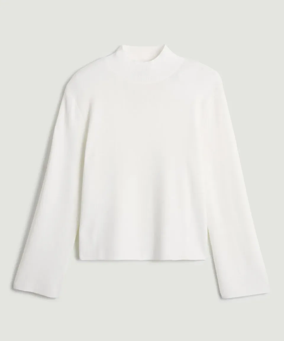 Rodier Maglia collo alto bianco ecru costine minimal