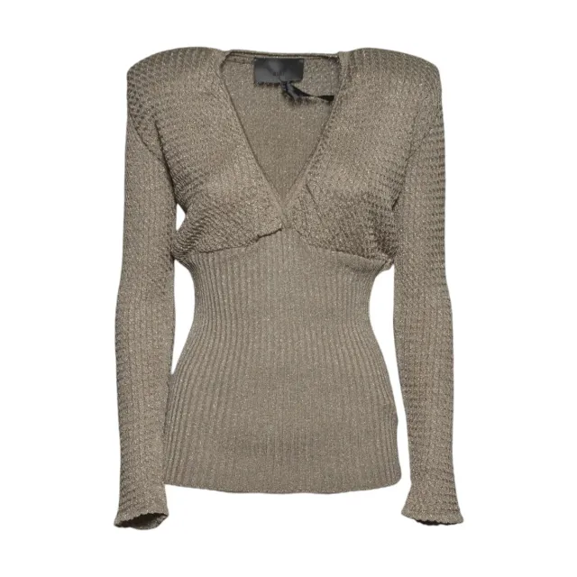 Akep Sissi MGKD15052 maglia scollo V beige manica lunga