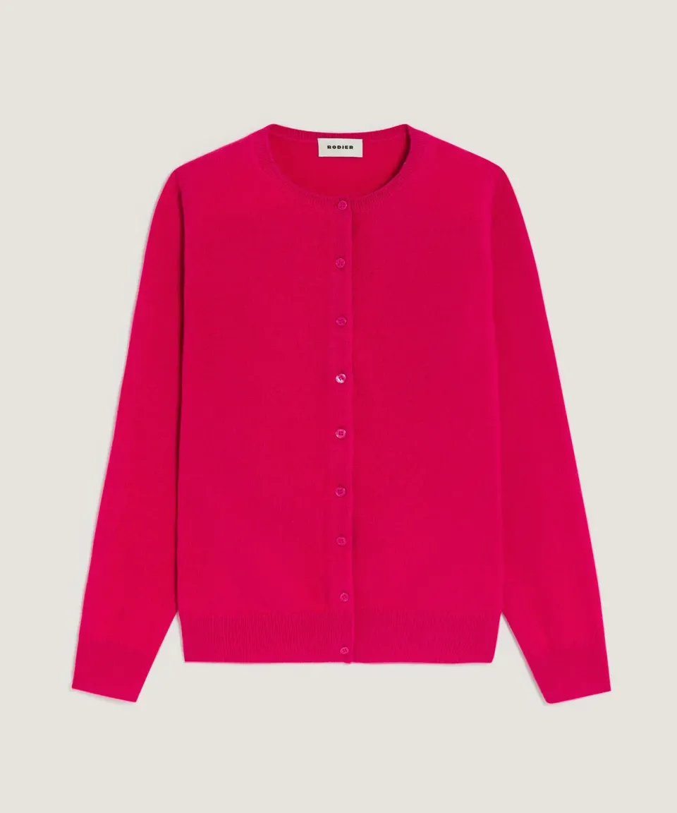 Rodier cardigan cashmere rosa geranio donna