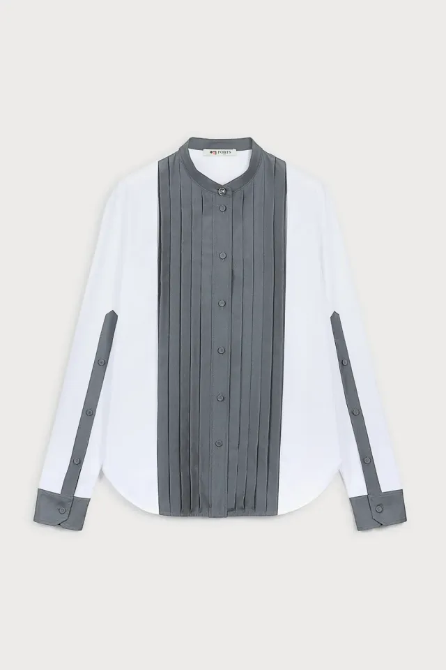 PORTS 1961 Front Pleated blusa bianca plissettata