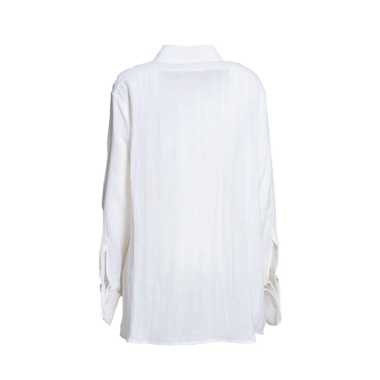 N°21 G0413617 camicia lino bianca cristalli XS
