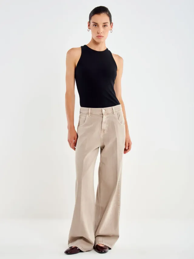 Vicolo Icon Mia Jeans Baggy Taupe Taglia S