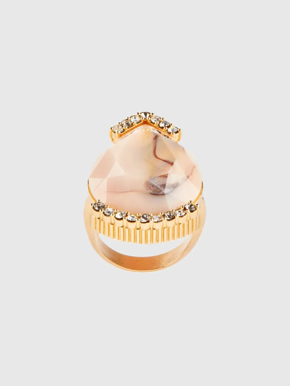 PORTS Rose and White Tear Drop Cocktail Ring anello oro