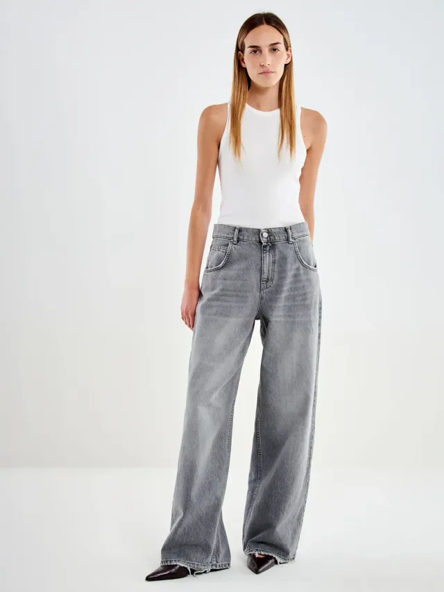 Vicolo Icon Mia Baggy jeans grigio vita media