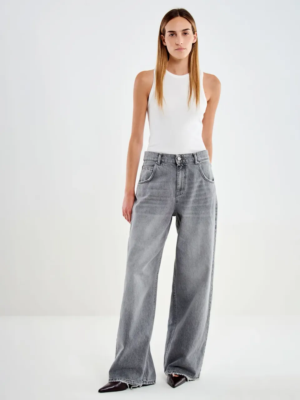 Vicolo Icon Mia Baggy jeans grigio vita media
