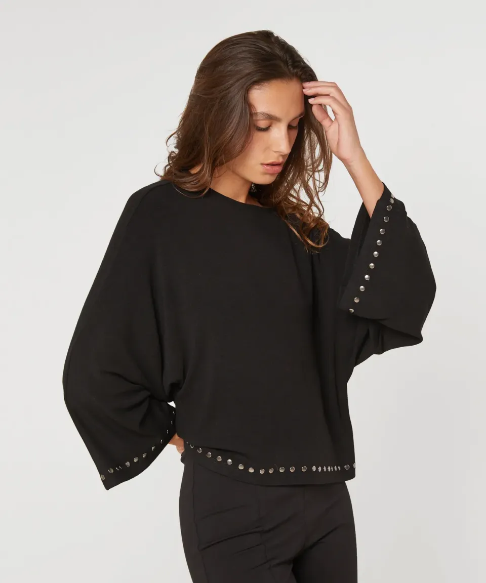 Rodier T-Shirt Svasata Maniche Lunghe Nero Morbida