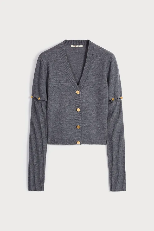 PORTS 1961 Detachable Sleeves cardigan smog bottoni oro