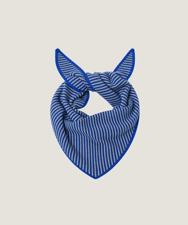 Rodier Sciarpa triangolare cashmere blu oltremare righe