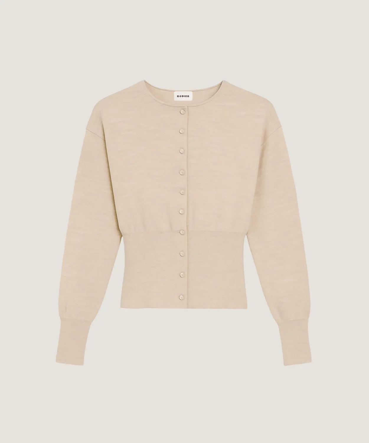 Rodier Cardigan Corto Lana beige melange maniche sbuffo
