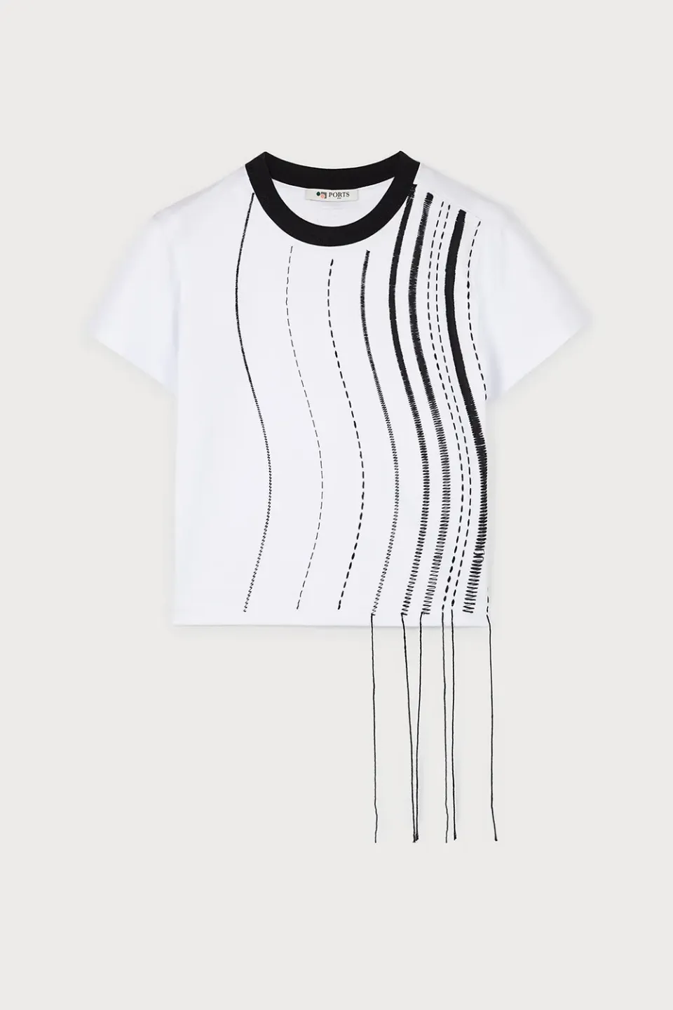 PORTS 1961 PW126KKC02 t-shirt crop linee astratte avorio