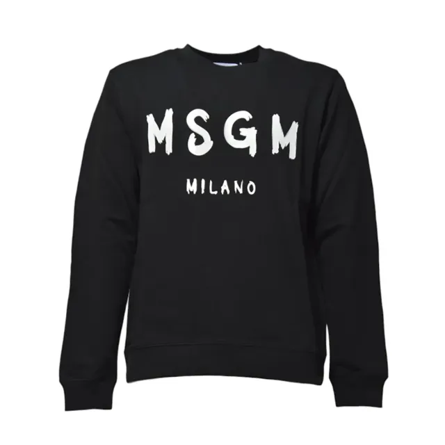 MSGM 2000MM513300000 felpa nera pennellata cotone