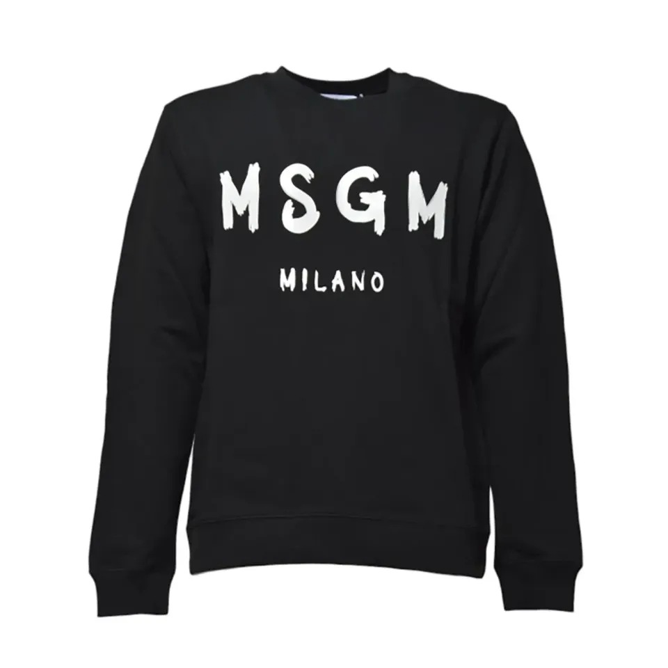 MSGM 2000MM513300000 felpa nera pennellata cotone