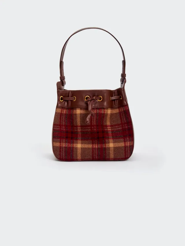 Vicolo Canter borsa secchiello check marrone 22x17x24