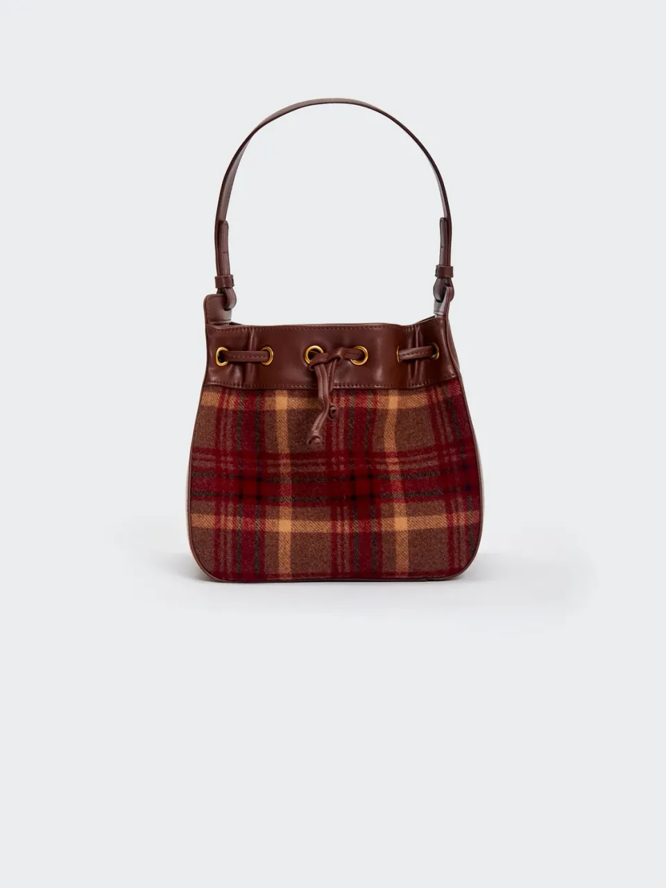 Vicolo Canter borsa secchiello check marrone 22x17x24