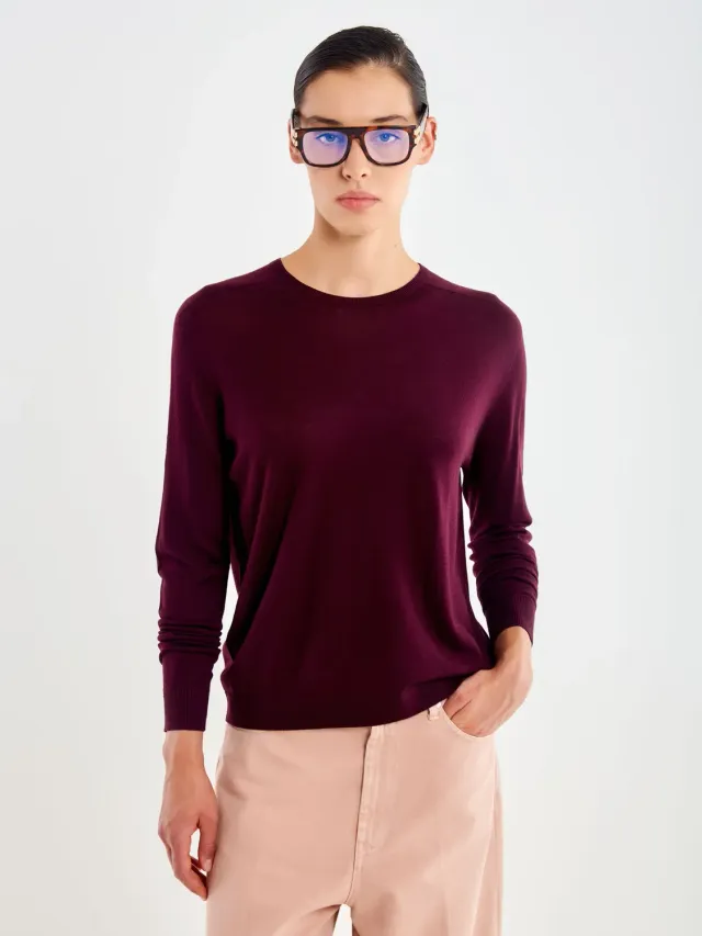 Vicolo Pull Girocollo Merinos bordeaux 100% lana