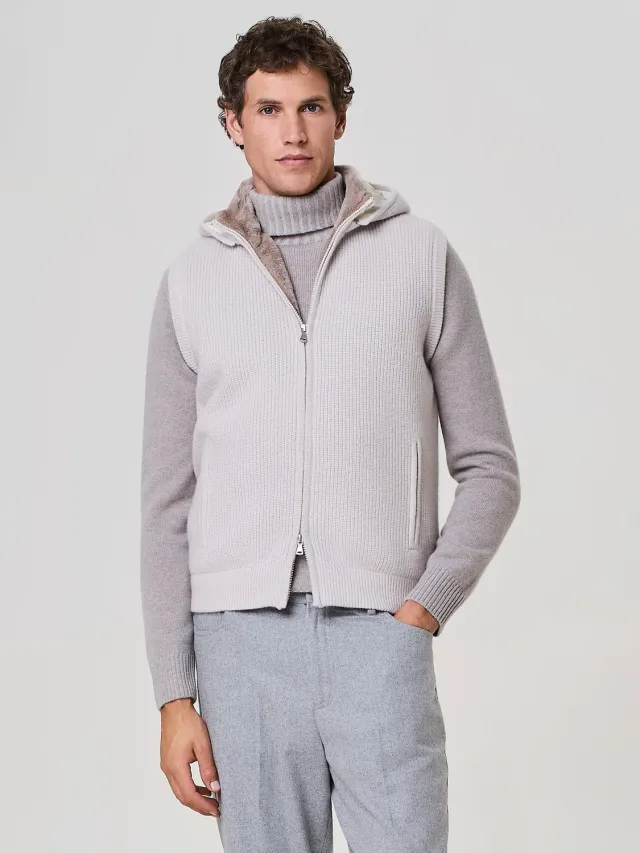 Paul Taylor Smanicato Gilet Lana Angora Burro