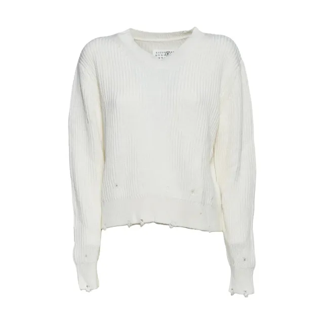 MM6 Maison Margiela M61057 cardigan panna lana bambino