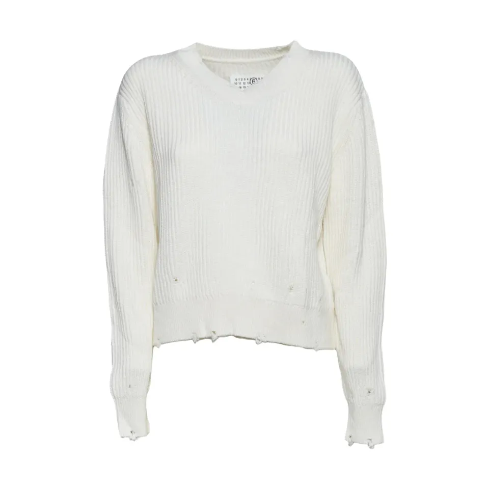 MM6 Maison Margiela M61057 cardigan panna lana bambino