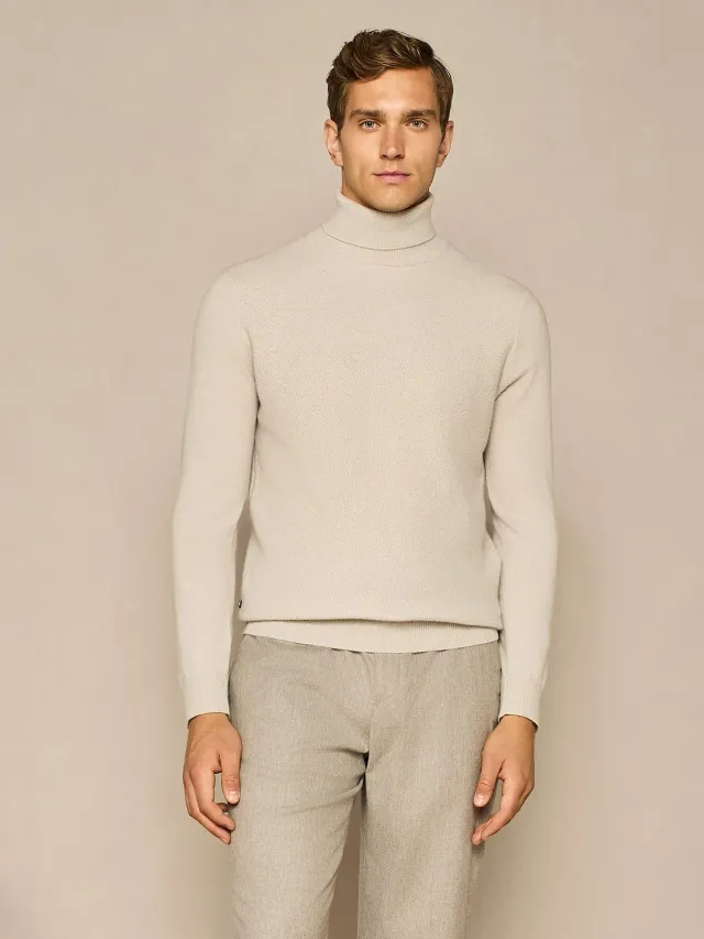 Paul Taylor dolcevita punto canestro cashmere burro