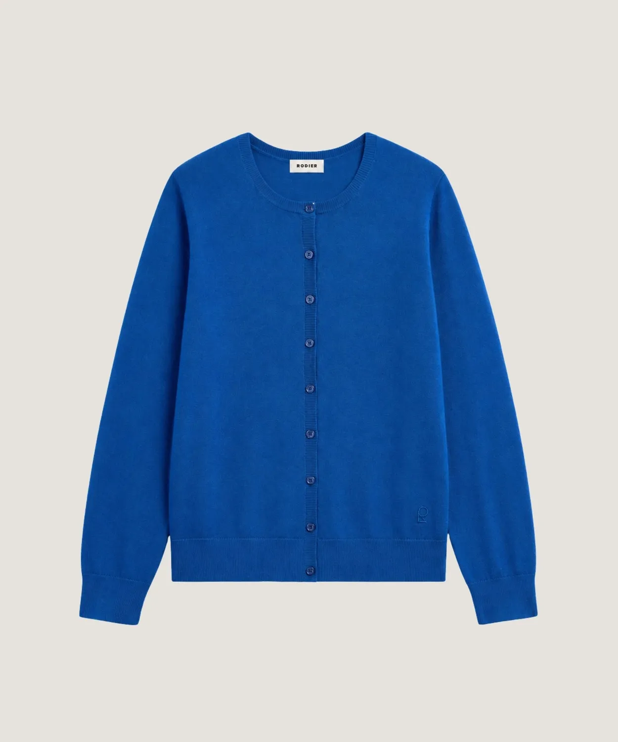 Rodier cardigan lana merino blu azzurro girocollo