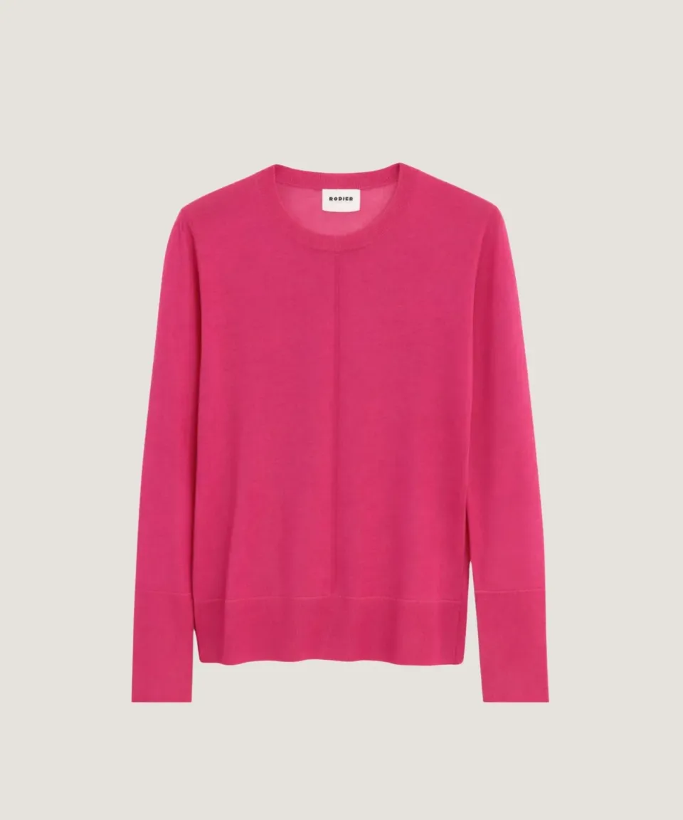 Rodier Girocollo maglione lana merino rosa tonic