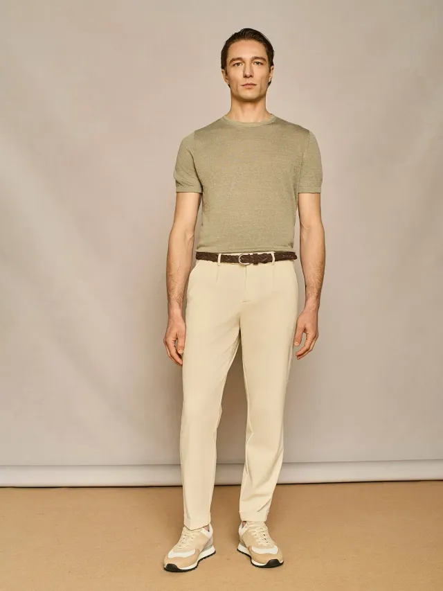 Paul Taylor Pantalone Wide Jersey Beige