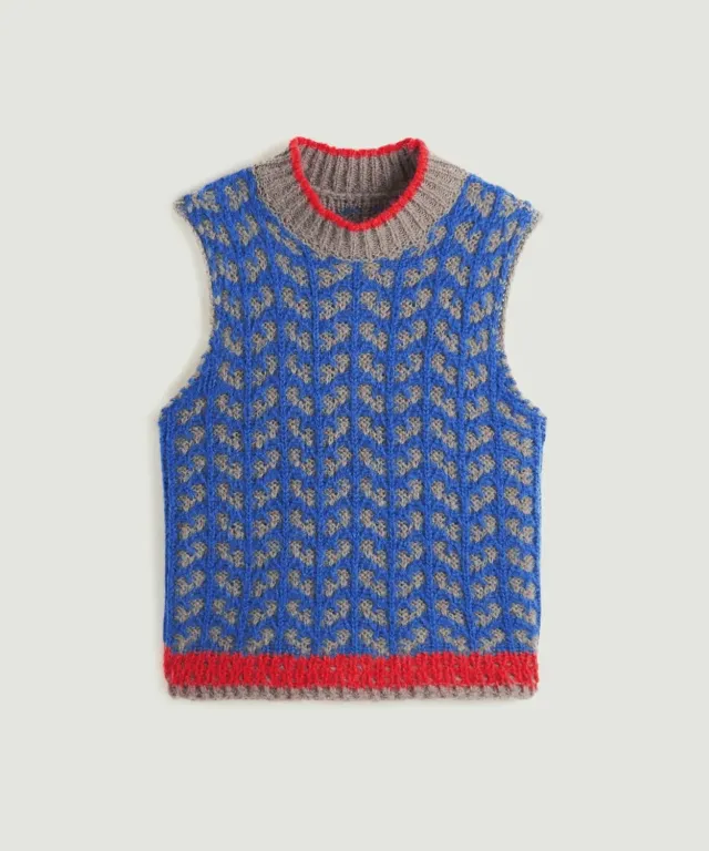 Rodier maglia jacquard senza maniche blu oltremare